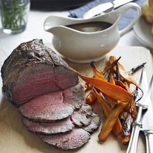 Roast beef & carrots with easy gravy