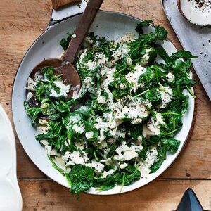 Roast garlic & tahini spinach