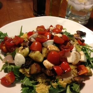 Roasted Vegetable Couscous with Marinated Tomatoes