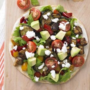 Roasted vegetable & feta tostada