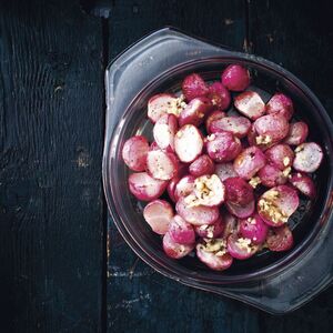 Roasted Radishes With Garlic & Caraway