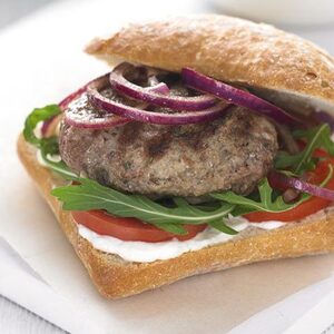 Rosemary & garlic lamb burgers