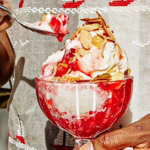 Rum-Soaked Fruit and Coconut Crisp Sundaes