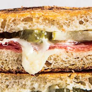 Salami and Pickle Grilled Cheese