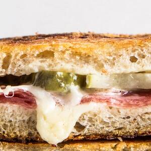 Salami and Pickle Grilled Cheese