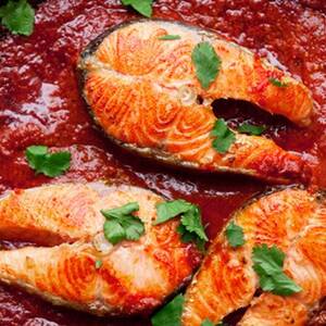 Salmon Steaks with Spicy Tomato Sauce