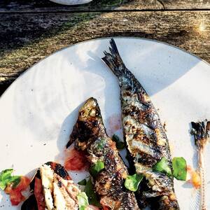 Sardines with Grilled Bread and Tomato