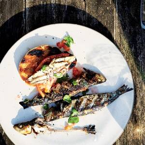 Sardines with Grilled Bread and Tomato