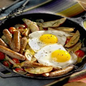 Sausage Breakfast Skillet with Sautéed Tomatoes and Basil