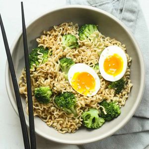 Sesame Instant Ramen Noodles with Broccoli & Soft-Boiled Egg