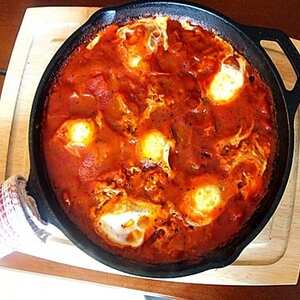 Shakshuka - eggs on a tomato delight - the perfect Brunch