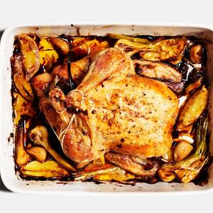 Slow-Roasted Chicken with All the Garlic