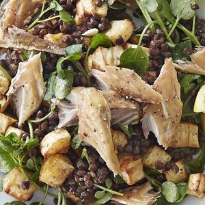 Smoked mackerel, parsnip & puy lentil salad