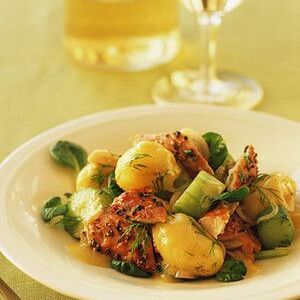 Smoked Mackerel, Cucumber, and Potato Salad with Mustard Dressing