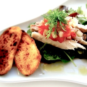 Smoked Mackerel Salad With Honeydew Chili Salsa