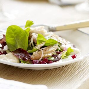 Smoked mackerel salad with beetroot & horseradish dressing