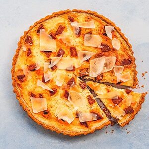 Smoky chorizo & manchego quiche