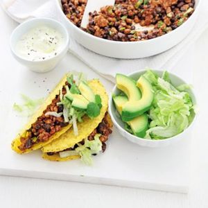 Smoky pork & black bean tacos