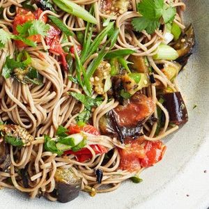 Soba Salad with Grilled Eggplant and Tomato