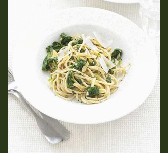 Spaghetti with spinach & garlic