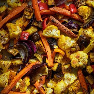 Spiced vegetable traybake