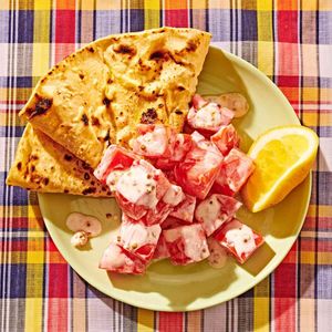 Spiced-Yogurt Tomato Salad & Naan