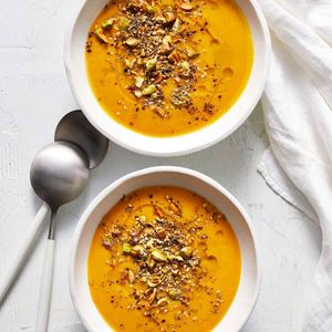 Spiced Sweet Potato Soup With Pistachio Dukkah