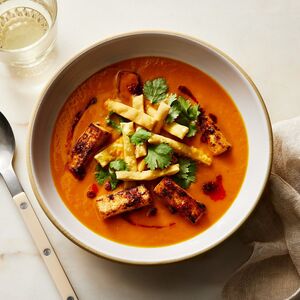 Spicy Tomato Kabocha Soup With Tofu