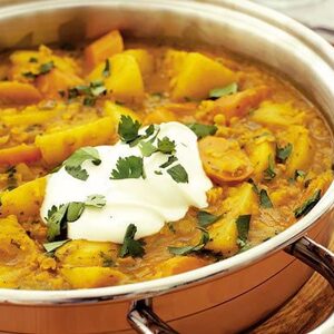 Spicy root & lentil casserole