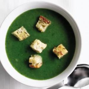 Spinach Soup With Rosemary Croutons