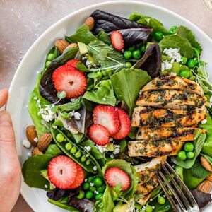 Spring Strawberry and Pea Salad with Chicken