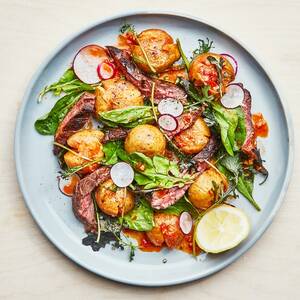 Steak Salad With Harissa Potatoes and Crunchy Radishes