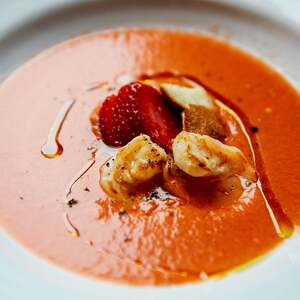 Strawberry, Watermelon, and Tomato Gazpacho