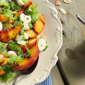 Summer Strawberry Peach Salad With Goat Cheese