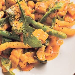 Summer Vegetable Ragout With Carrot-Ginger Sauce