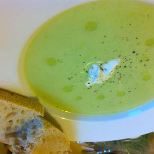 Summer Pea Soup with Lemon-Tarragon Yogurt