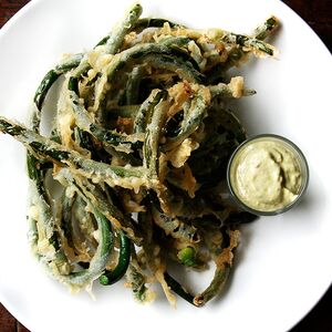 Tempura Garlic Scapes with Garlic Scape Aioli