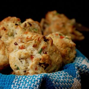 Tomato, Chinese Sausage and Green Onions Scones