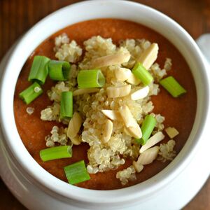 Tomato Peanut Butter Quinoa Soup