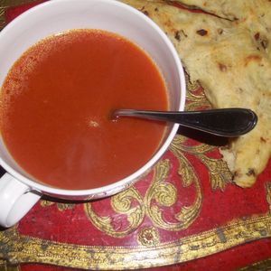 Tomato soup with truffle oil