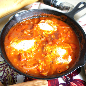 Tomato Sauce Poached Eggs