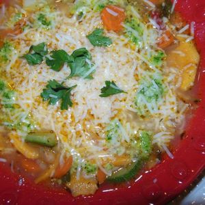 Tuscan Bean Minestrone Soup with Basil Parsley Pesto