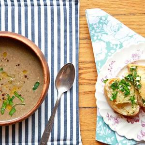 Vegan Cream Of Mushroom Soup With Not So Vegan Herb Bread