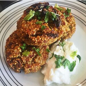 Vegan Quinoa Lentil Curry Burger