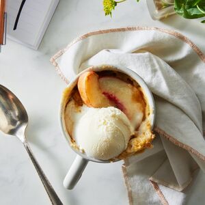 Vegan White Peach Mug Cobbler With Cardamom