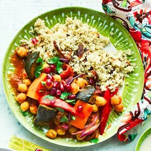 Vegetable tagine with apricot quinoa