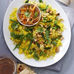 Vegetable vegan biriyani with carrot salad