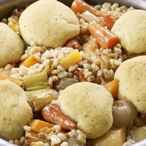 Vegetable stew with herby dumplings