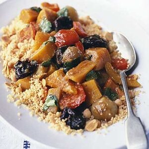 Vegetable tagine with almond & chickpea couscous