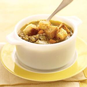 Vegetarian Lentil Soup with Croutons